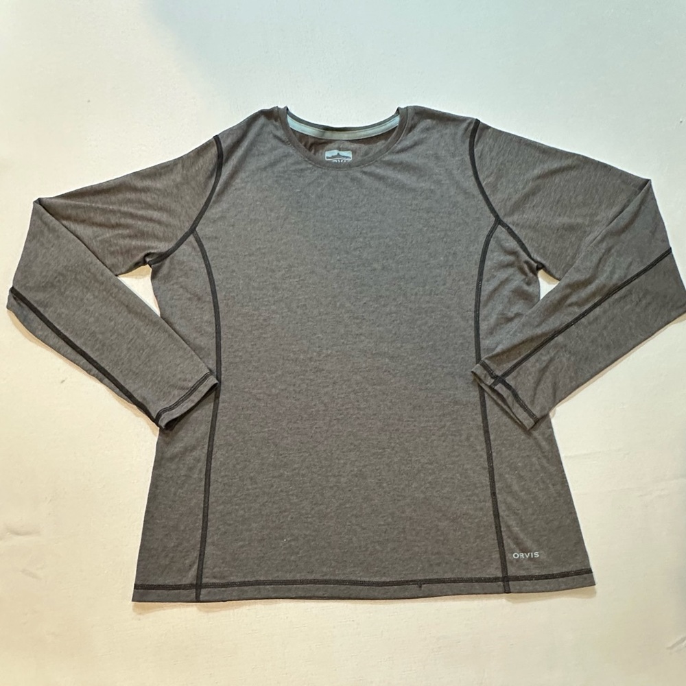Orvis Gray Long Sleeve Performance Top Medium Athletic Base Layer